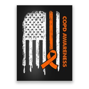 USA Flag Orange Ribbon COPD Awareness Poster