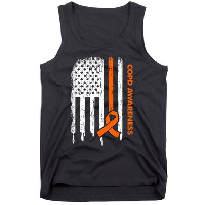 USA Flag Orange Ribbon COPD Awareness Tank Top