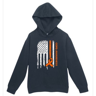 USA Flag Orange Ribbon COPD Awareness Urban Pullover Hoodie