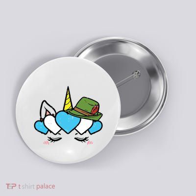 Unicorn Face Oktoberfest Cute German Bavarian Girls Button