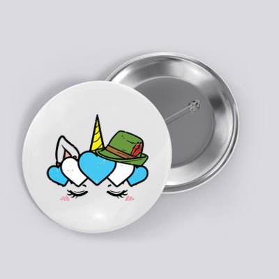 Unicorn Face Oktoberfest Cute German Bavarian Girls Button