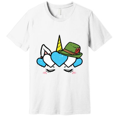 Unicorn Face Oktoberfest Cute German Bavarian Girls Premium T-Shirt