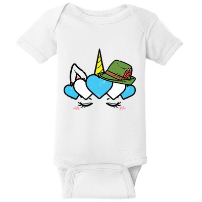 Unicorn Face Oktoberfest Cute German Bavarian Girls Baby Bodysuit
