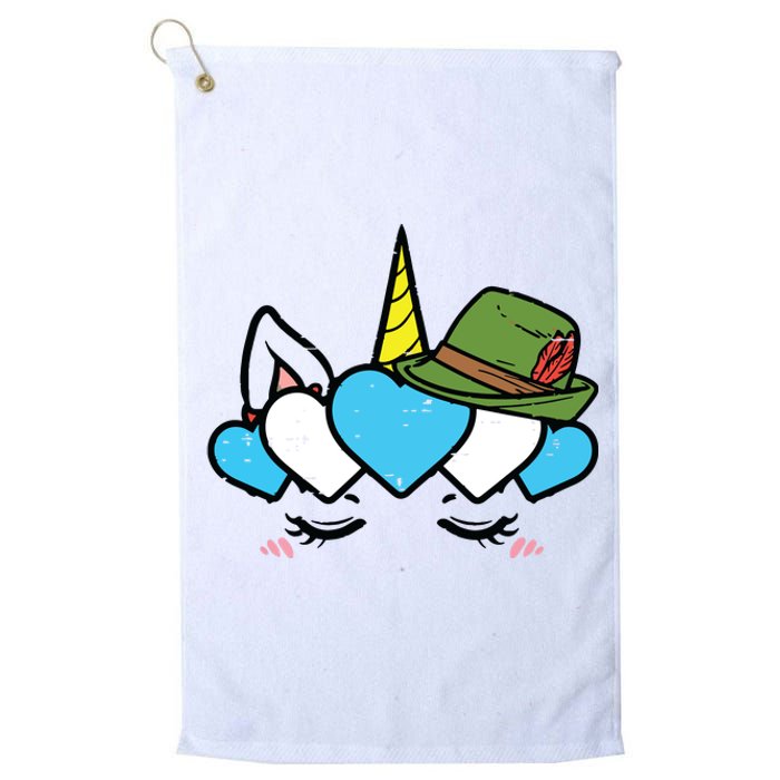 Unicorn Face Oktoberfest Cute German Bavarian Girls Platinum Collection Golf Towel