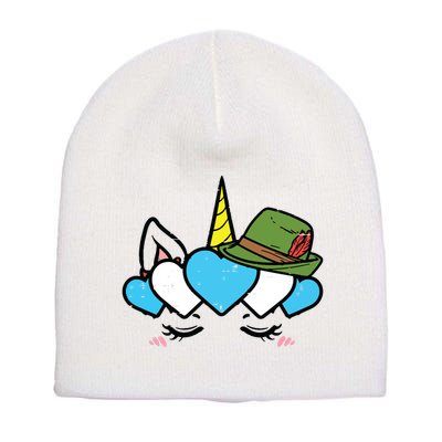Unicorn Face Oktoberfest Cute German Bavarian Girls Short Acrylic Beanie
