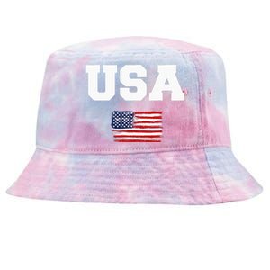 USA Flag Patriotic 4th Of July America Day Of Independence Tie-Dyed Bucket Hat