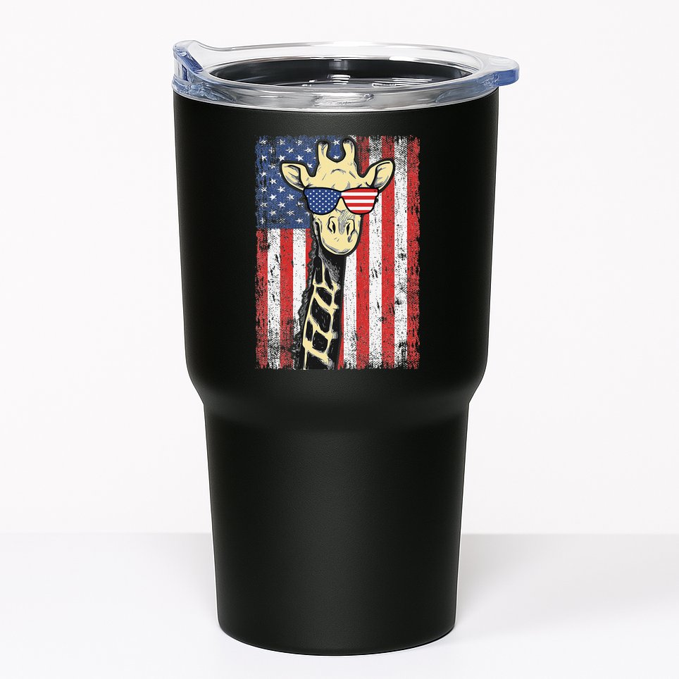 USA Flag Patriotic Giraffe Sunglasses Funny Animal Lover Tumbler