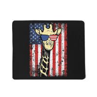 USA Flag Patriotic Giraffe Sunglasses Funny Animal Lover Mousepad