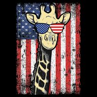 USA Flag Patriotic Giraffe Sunglasses Funny Animal Lover Baby Bodysuit