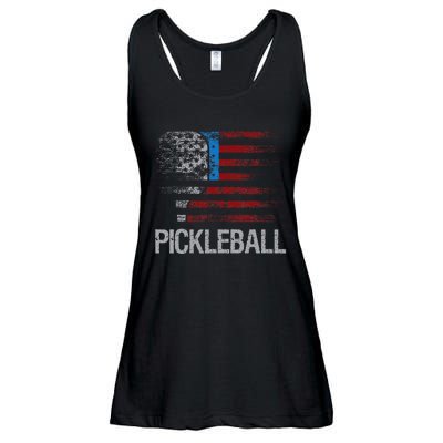 US Flag Pickleball Player Paddleball Lover Ladies Essential Flowy Tank