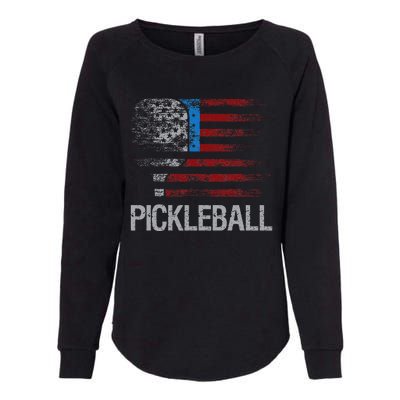 US Flag Pickleball Player Paddleball Lover Womens California Wash Sweatshirt