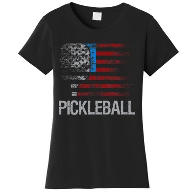 US Flag Pickleball Player Paddleball Lover Women's T-Shirt