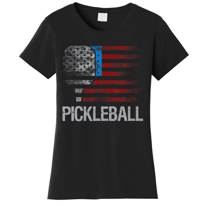 US Flag Pickleball Player Paddleball Lover Women's T-Shirt