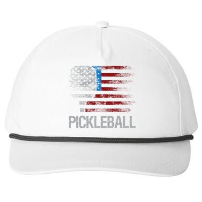 US Flag Pickleball Player Paddleball Lover Snapback Five-Panel Rope Hat