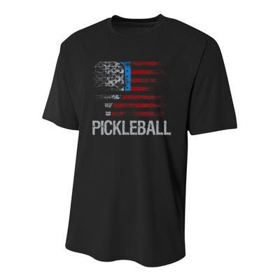 US Flag Pickleball Player Paddleball Lover Youth Performance Sprint T-Shirt