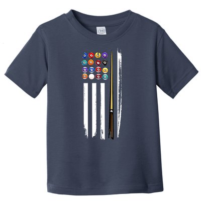 Usa Flag Pool Player Cute Cues Stick Best Gift For Player Toddler T-Shirt