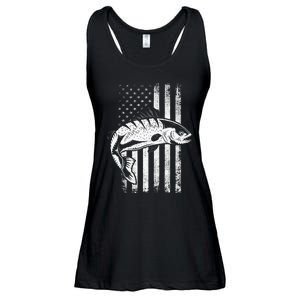 USA Flag Patriotic American Fisherman Hobby Fishing Ladies Essential Flowy Tank