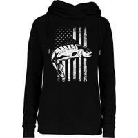 USA Flag Patriotic American Fisherman Hobby Fishing Womens Funnel Neck Pullover Hood