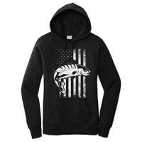 USA Flag Patriotic American Fisherman Hobby Fishing Women's Pullover Hoodie