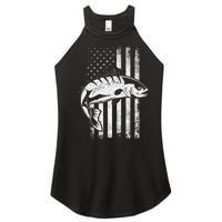 USA Flag Patriotic American Fisherman Hobby Fishing Women's Perfect Tri Rocker Tank