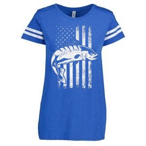 USA Flag Patriotic American Fisherman Hobby Fishing Enza Ladies Jersey Football T-Shirt