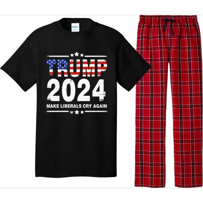 Usa Flag President Trump 2024 Make Liberals Cry Again Funny Gift Pajama Set