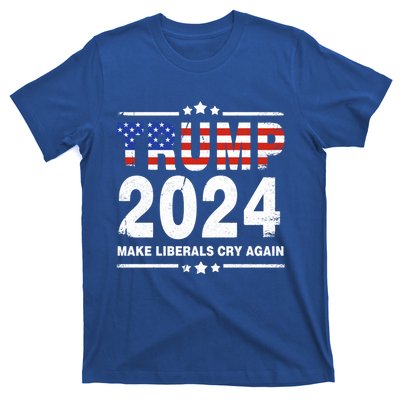 Usa Flag President Trump 2024 Make Liberals Cry Again Funny Gift T-Shirt