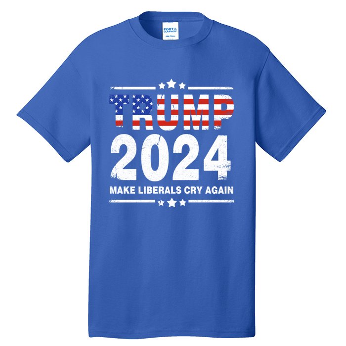 Usa Flag President Trump 2024 Make Liberals Cry Again Funny Gift Tall T-Shirt