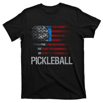 Us Flag Pickleball Player Paddleball Lover T-Shirt