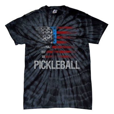 Us Flag Pickleball Player Paddleball Lover Tie-Dye T-Shirt