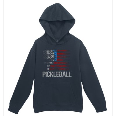 Us Flag Pickleball Player Paddleball Lover Urban Pullover Hoodie