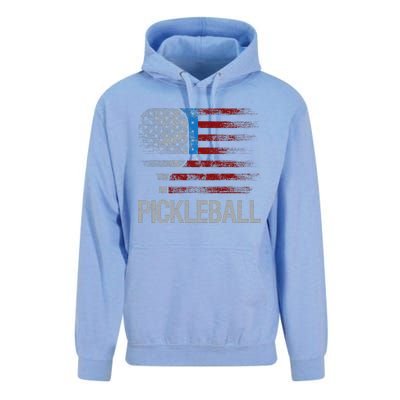 Us Flag Pickleball Player Paddleball Lover Unisex Surf Hoodie