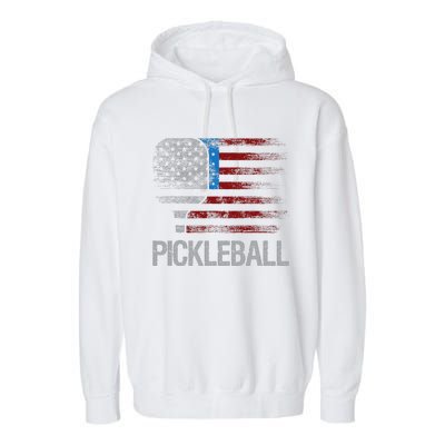 Us Flag Pickleball Player Paddleball Lover Garment-Dyed Fleece Hoodie