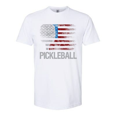 Us Flag Pickleball Player Paddleball Lover Softstyle CVC T-Shirt