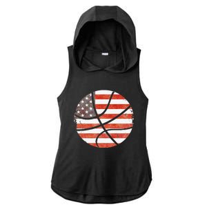 Usa Flag Patriotic Basketball Gift Ladies PosiCharge Tri-Blend Wicking Draft Hoodie Tank