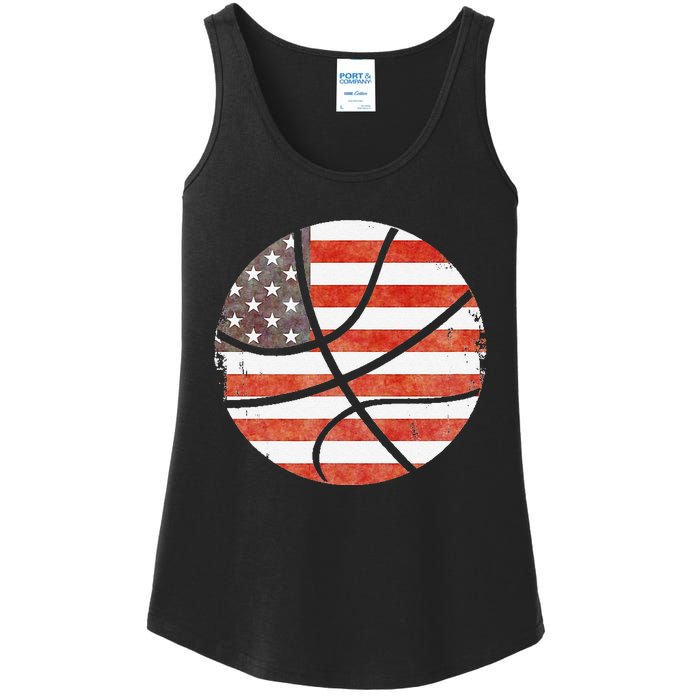 Usa Flag Patriotic Basketball Gift Ladies Essential Tank