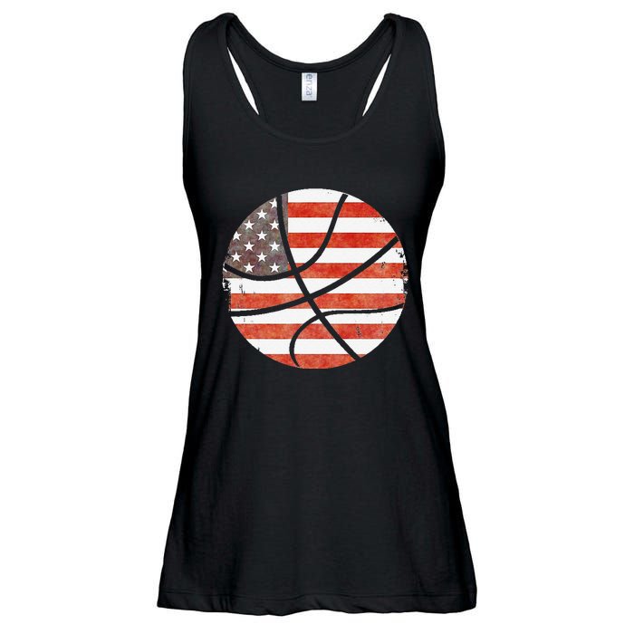 Usa Flag Patriotic Basketball Gift Ladies Essential Flowy Tank