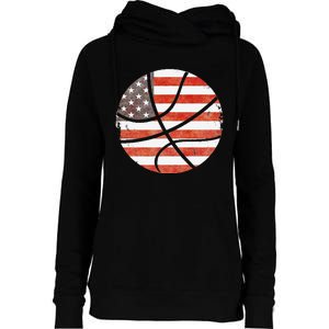 Usa Flag Patriotic Basketball Gift Womens Funnel Neck Pullover Hood