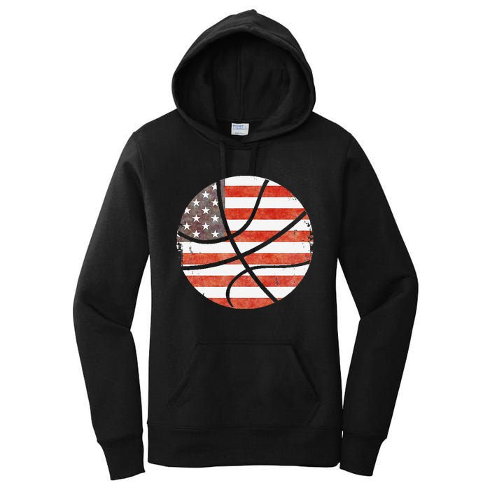 Usa Flag Patriotic Basketball Gift Women's Pullover Hoodie