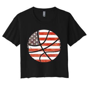 Usa Flag Patriotic Basketball Gift Women's Crop Top Tee