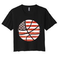 Usa Flag Patriotic Basketball Gift Women's Crop Top Tee