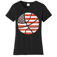 Usa Flag Patriotic Basketball Gift Women's T-Shirt