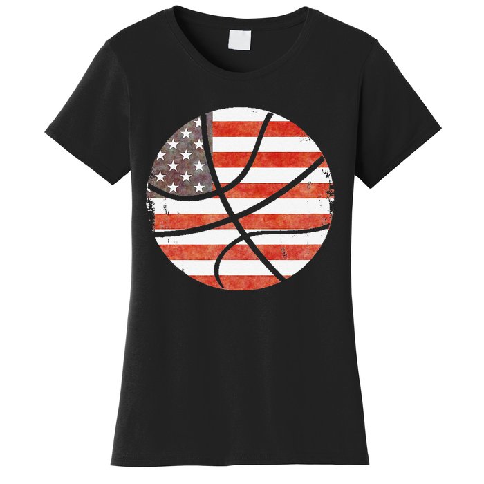 Usa Flag Patriotic Basketball Gift Women's T-Shirt