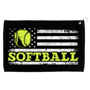 Usa Flag Patriotic Softball Player American Sport Softball Meaningful Gift Grommeted Golf Towel