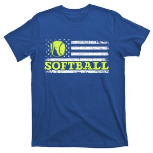 Usa Flag Patriotic Softball Player American Sport Softball Meaningful Gift T-Shirt