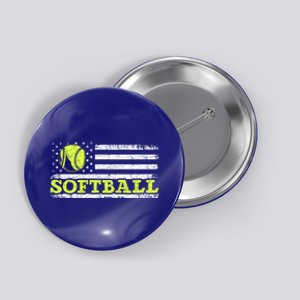 Usa Flag Patriotic Softball Player American Sport Softball Meaningful Gift Button