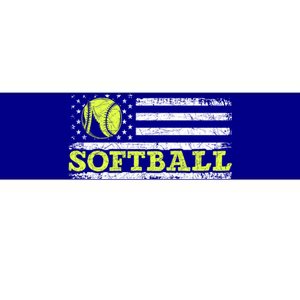 Usa Flag Patriotic Softball Player American Sport Softball Meaningful Gift Bumper Sticker