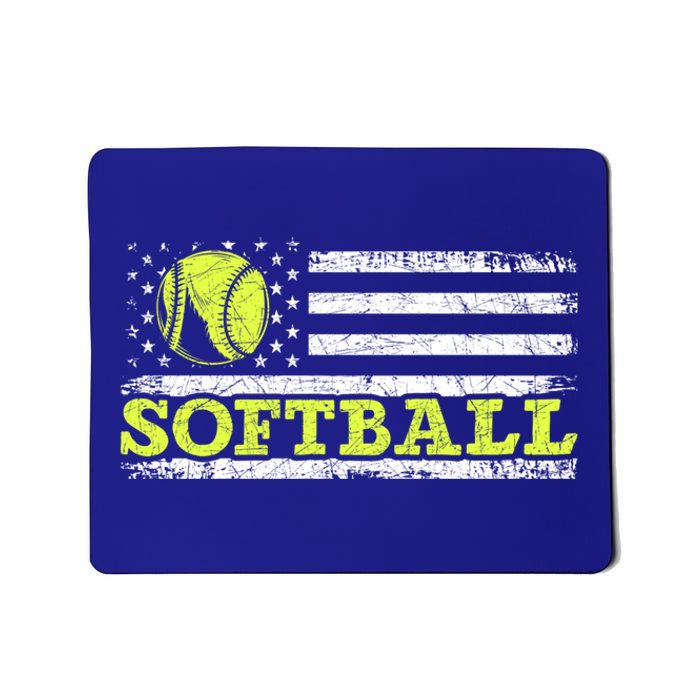 Usa Flag Patriotic Softball Player American Sport Softball Meaningful Gift Mousepad