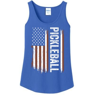 Us Flag Pickleball Player Vintage Pickle Ball Lover Usa Flag Gift Ladies Essential Tank