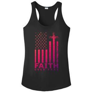 Usa Flag Patriotic American Gift Faith Over Fear Prayer Gift Ladies PosiCharge Competitor Racerback Tank